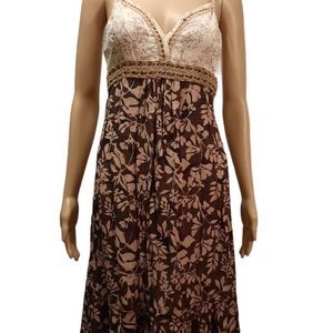 Santiki dress Floral summer Multi Color Earth tones Size Small